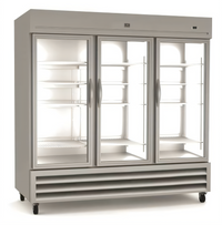 Kelvinator Commercial 81-Inch Three-Section Reach-In Refrigerator with Three Glass Doors