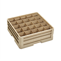 Traex Full-Size 25-Compartment Closed-Wall Compartment Glass Rack, Beige