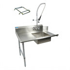Thumbnail image #1 for BK Resources BKSDT-60-L-SS-P2-G 60-Inch Straight Soiled Dishtable with 20 x 20 x 8-Inch Pre-Rinse Sink, Left-to-Right, 18-Gauge 304 Stainless Steel