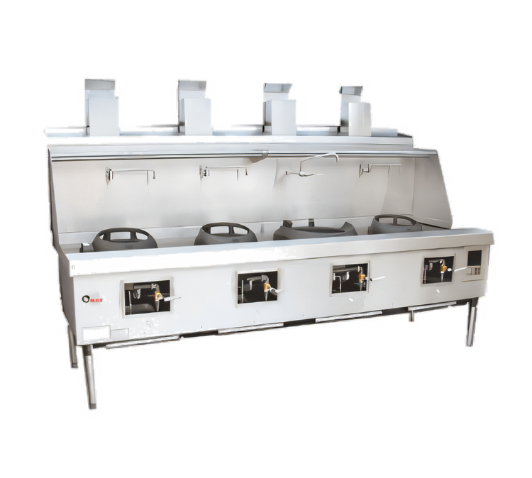 Product image #1 for York 4-Chamber Gas Wok Range with Water-Cooled Top and Stainless Steel Deck & Sides