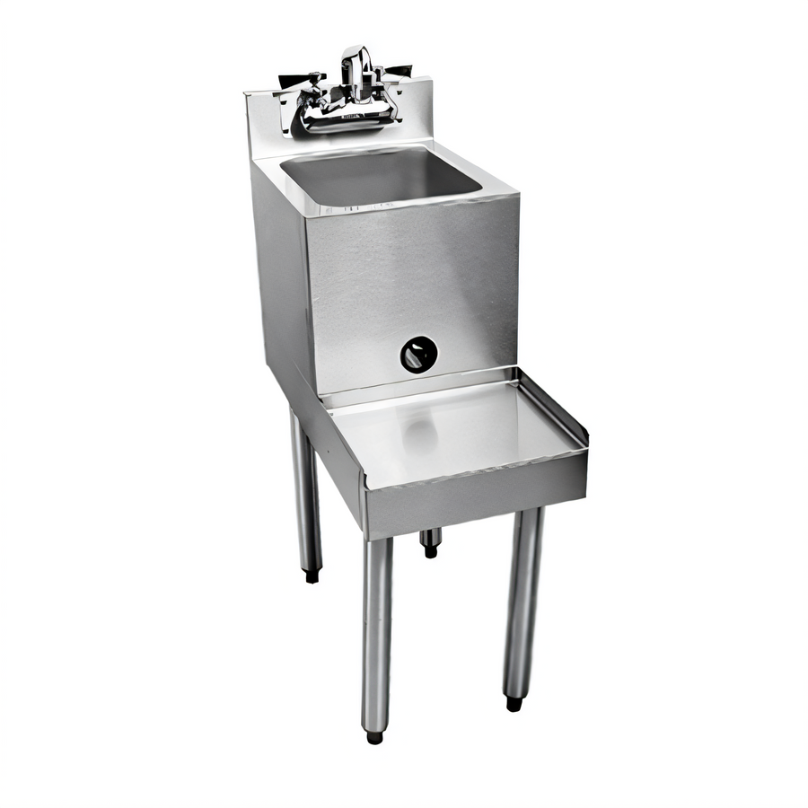Product image #1 for CHOICE 14-Inch x 24-Inch Freestanding Stainless Steel Underbar Blender Station with Sink and Backsplash