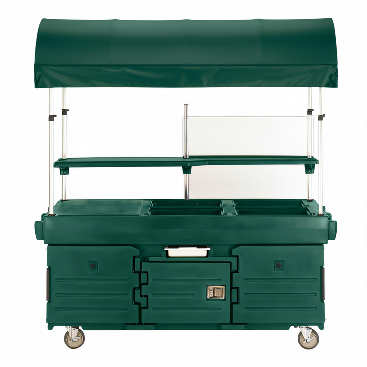 Product image #1 for Cambro CamKiosk® Mobile Food Cart with Canopy, 4 Pan Wells, Kentucky Green