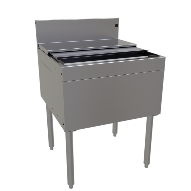 Product image #1 for 24-Inch x 24-Inch Stainless Steel Underbar Ice Bin with Sliding Cover, 85 lb Capacity
