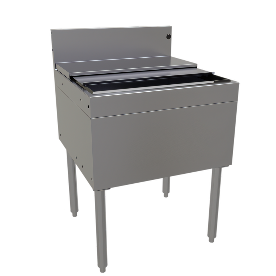 Product image #1 for 24-Inch x 24-Inch Stainless Steel Underbar Ice Bin with Sliding Cover, 85 lb Capacity