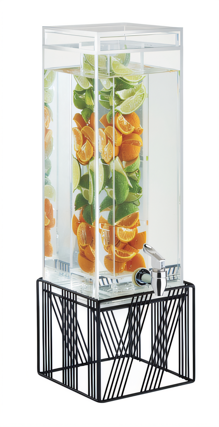 Product image #1 for Portland 3 Gallon Square Acrylic Beverage Dispenser with Infusion Chamber, Drip Tray and Spigot - Black
