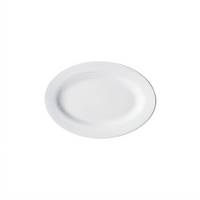 Winco Birkhall White Oval Rolled Edge Porcelain Platter, 13 x 7-5/8 x 1 Inches