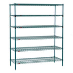 Thumbnail image #1 for Metro Super Erecta SEZ-246074K3-S-42 Stationary Starter Wire Shelving Unit, 60 x 24 x 74 in, 6-Tier, Metroseal Green Epoxy-Coated