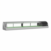 Hoshizaki 70.9-Inch Countertop Refrigerated Sushi Display Case with Curved Glass and Left-Side Self-Contained Refrigeration
