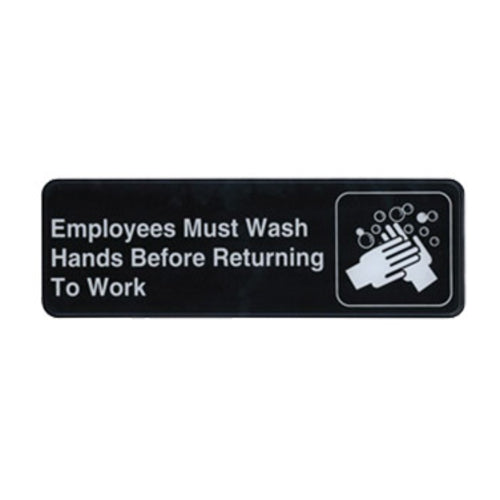 Product image #1 for Winco Hand Washing Information Sign, 9 x 3 Inches, Black with White Imprint