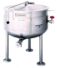 Cleveland Range 100-Gallon Direct Steam Full-Jacket Steam Kettle with Open Tri-Leg Base