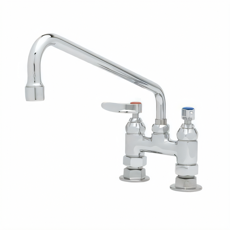 Product image #1 for T&S Brass Double Pantry Deck-Mount Mixing Faucet with 18-Inch Swing Nozzle, 4-Inch Centers