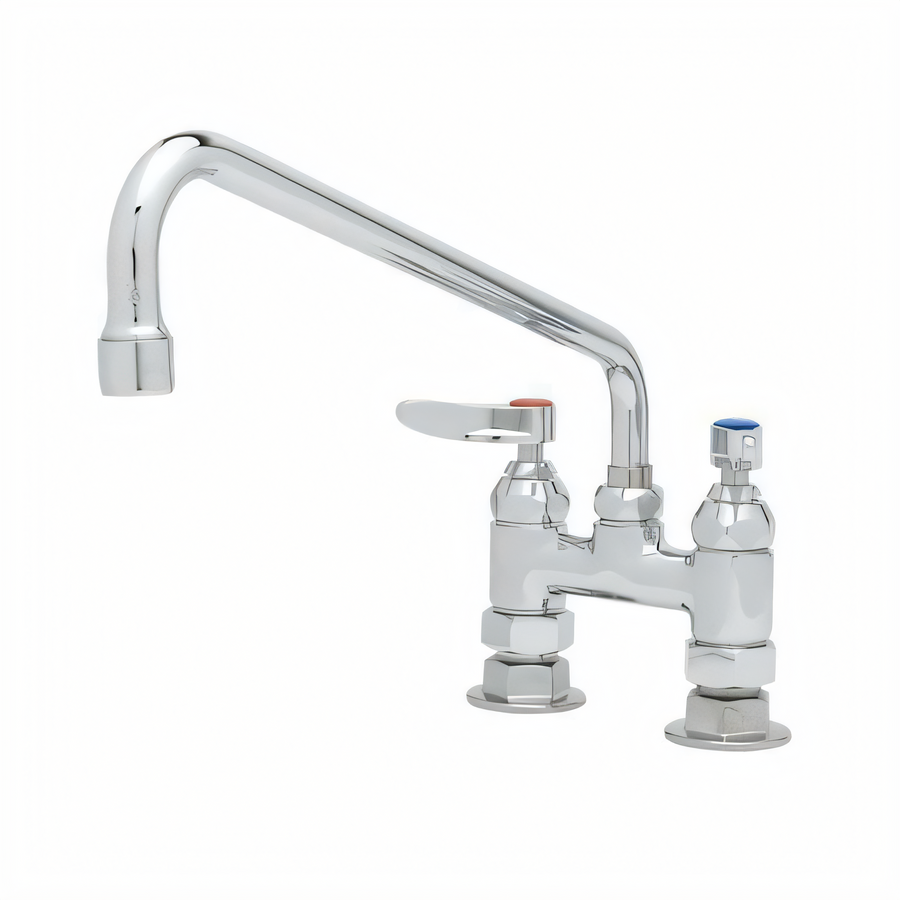 Product image #1 for T&S Brass Double Pantry Deck-Mount Mixing Faucet with 18-Inch Swing Nozzle, 4-Inch Centers