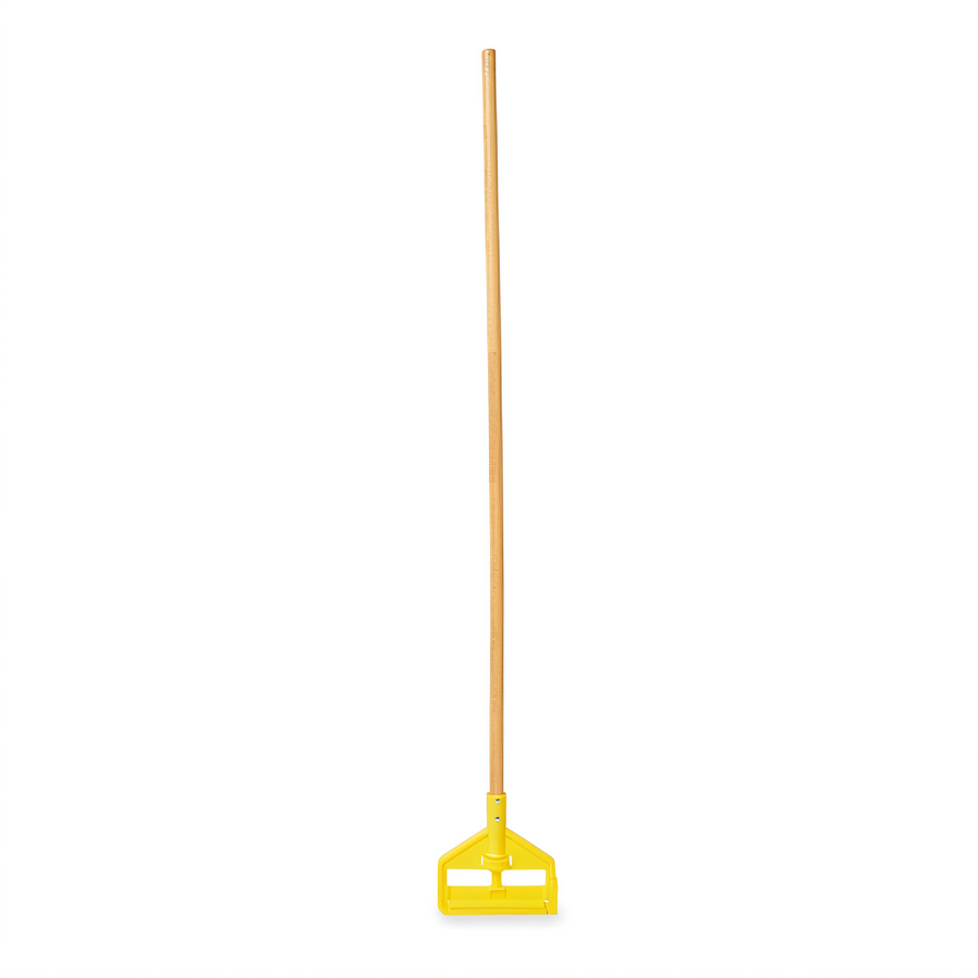 Product image #1 for 54-Inch Quick Release Wood Wet Mop Handle with Yellow Plastic Head