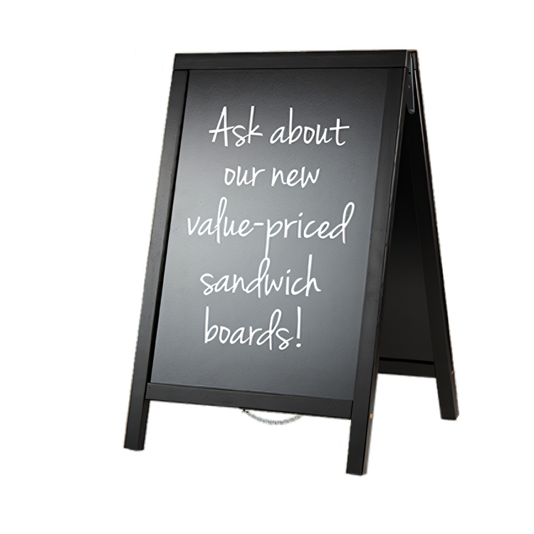 Product image #1 for Black Chalkboard Sandwich Board Sign with Natural Wood Frame