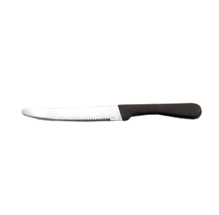 Product image #1 for American Metalcraft Stainless Steel Steak Knife with Black Plastic Handle and Rounded Tip