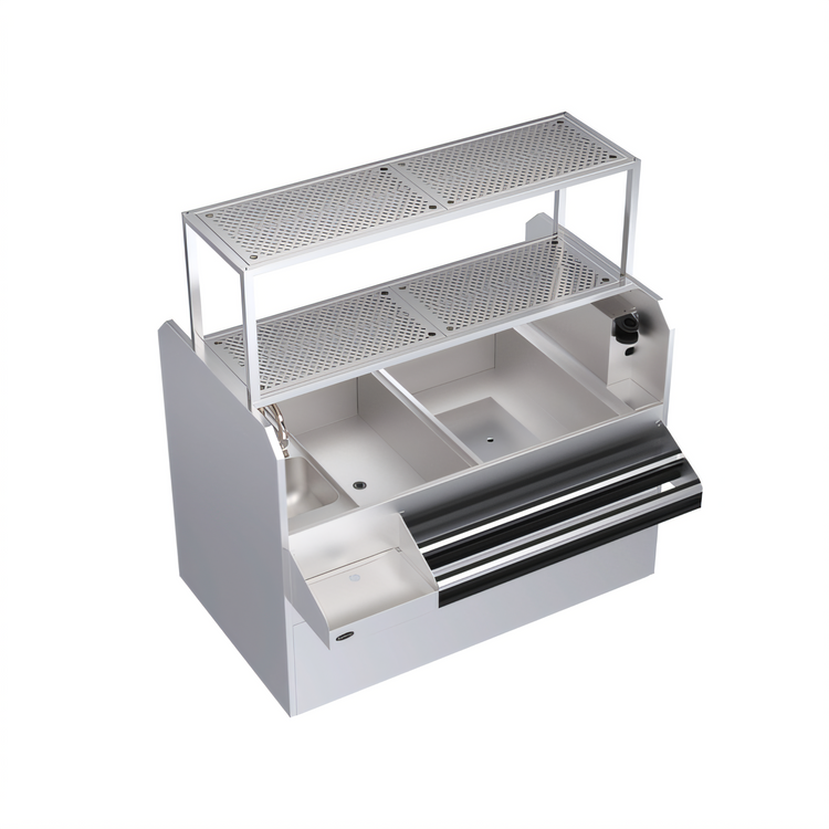 Product image #1 for Krowne Royal Series 60-Inch Pass-Thru Underbar Ice Bin/Cocktail Station with Right-Side Ice Bin and 10-Circuit Cold Plate