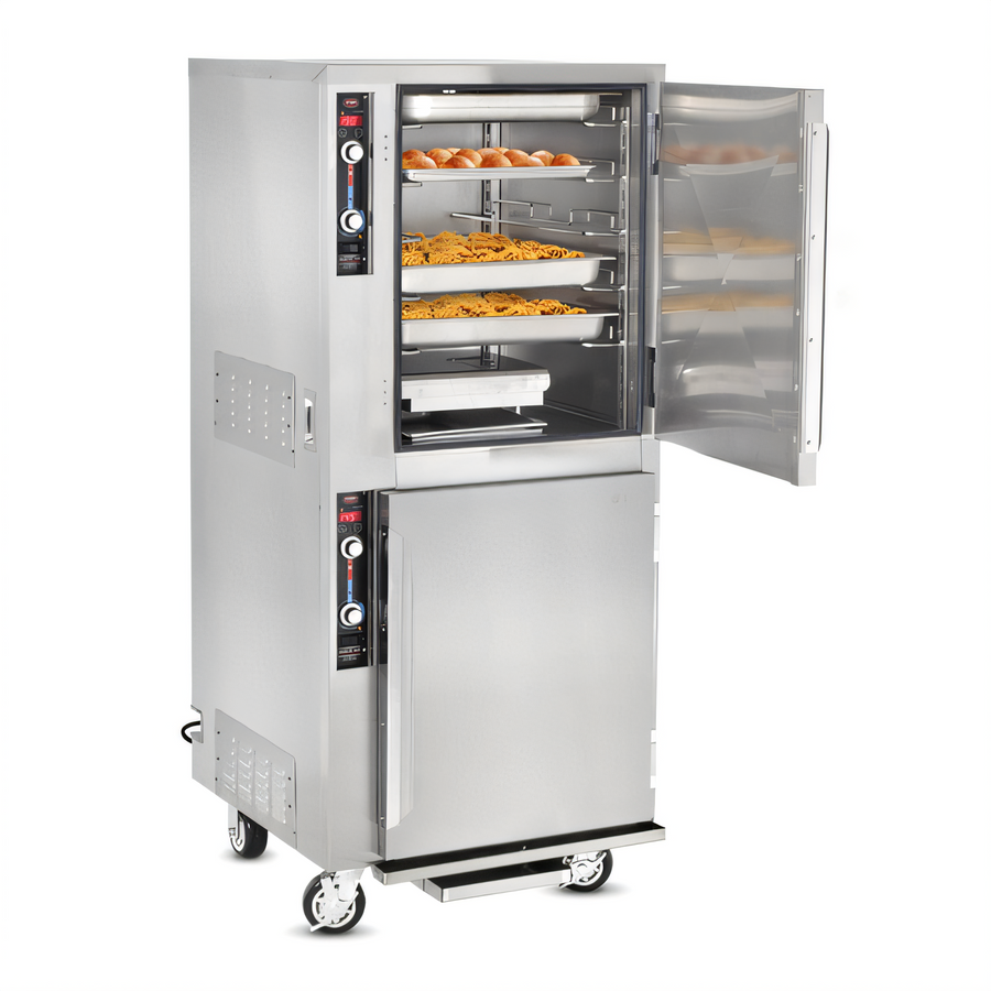 Product image #1 for FWE MTU-5-5 Mobile Split-Cavity Moisture Heated Holding Cabinet with Dutch Doors