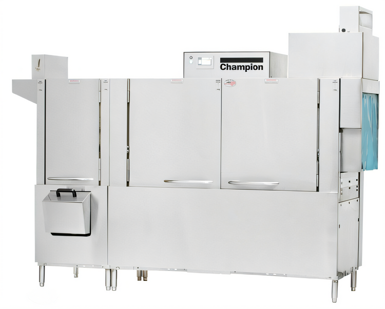 Product image #1 for Champion 86 PRO-FF High-Temperature Steam Two-Tank Front-Feed Rack Conveyor Dishwasher with 22-Inch Prewash
