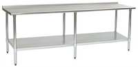 Eagle Deluxe Series Stainless Steel Work Table with Rear Upturn and Adjustable Galvanized Undershelf, 96