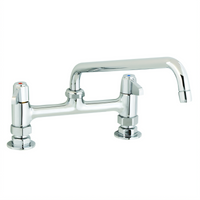 equip Low-Lead 8-Inch Center Deck Mount Mixing Faucet with 12-Inch Swing Nozzle and Ceramic Cartridges