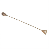 Barfly 15-3/4 Inch Antique Copper-Plated Bar Spoon with Strainer End and Twisted Stem