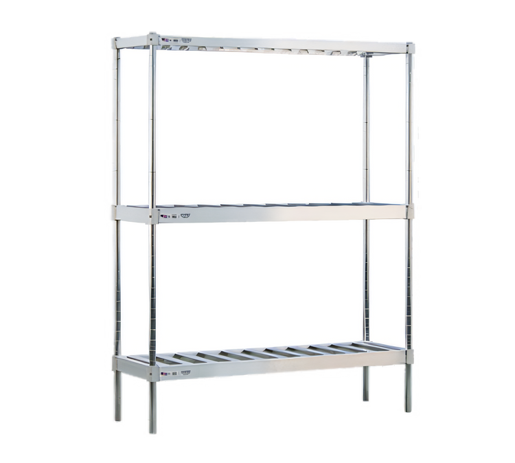 Product image #1 for New Age Aluminum Keg Rack with 3 T-Bar Shelves, 6 Half-Barrel / 18 Sixth-Barrel Capacity