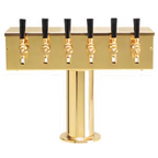 Thumbnail image #1 for Micro Matic USA T Style DS-256-PVDKR 6-Faucet Single-Column Countertop Glycol-Cooled Draft Beer Tower, PVD Brass Finish