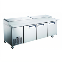 Black Diamond 24 Cu. Ft. 92-Inch 3-Section Refrigerated Pizza Prep Table with Side-Mount Self-Contained Refrigeration