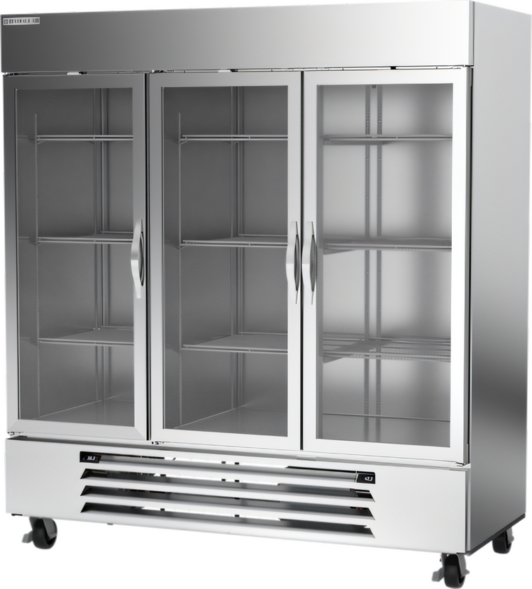 Product image #1 for Beverage Air Horizon Series Dual Temperature 3-Section Glass Door Reach-In Refrigerator/Freezer, Bottom-Mount, Self-Contained
