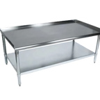 Thumbnail image #1 for BK Resources VETS-6030 61-Inch x 30-Inch Stainless Steel Equipment Stand, 18-Gauge Top, Adjustable Galvanized Undershelf, 3-Sided 2-Inch Riser