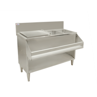 Omcan 60-Inch Stainless Steel Cocktail Mix Unit with Sink, Ice Bin and Speed Rail