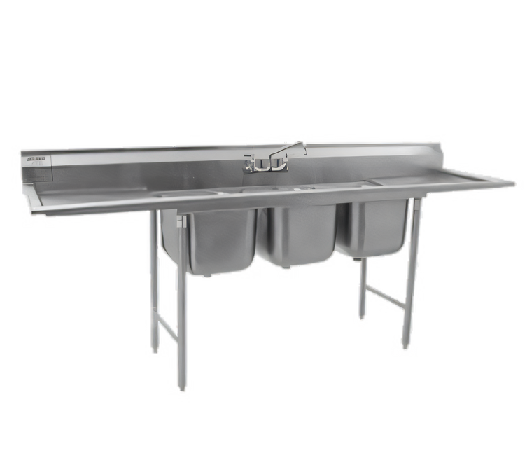 Product image #1 for Eagle Group 314 Series Three-Compartment Sink with Right Drainboard, 74-3/8" W x 27-1/2" D, 304 Stainless Steel