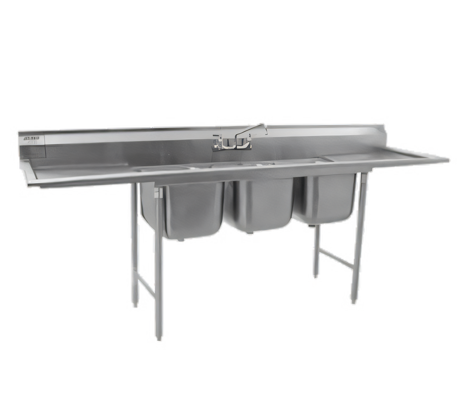 Product image #1 for Eagle Group 314 Series Three-Compartment Sink with Right Drainboard, 74-3/8" W x 27-1/2" D, 304 Stainless Steel