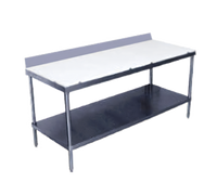 Advance Tabco Poly-Vance 120-Inch x 24-Inch Poly-Top Work Table with 6-Inch Backsplash and Undershelf