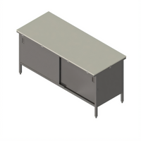John Boos EBSP3-30144 144-Inch x 30-Inch Poly Top Enclosed Base Work Table with Sliding Doors