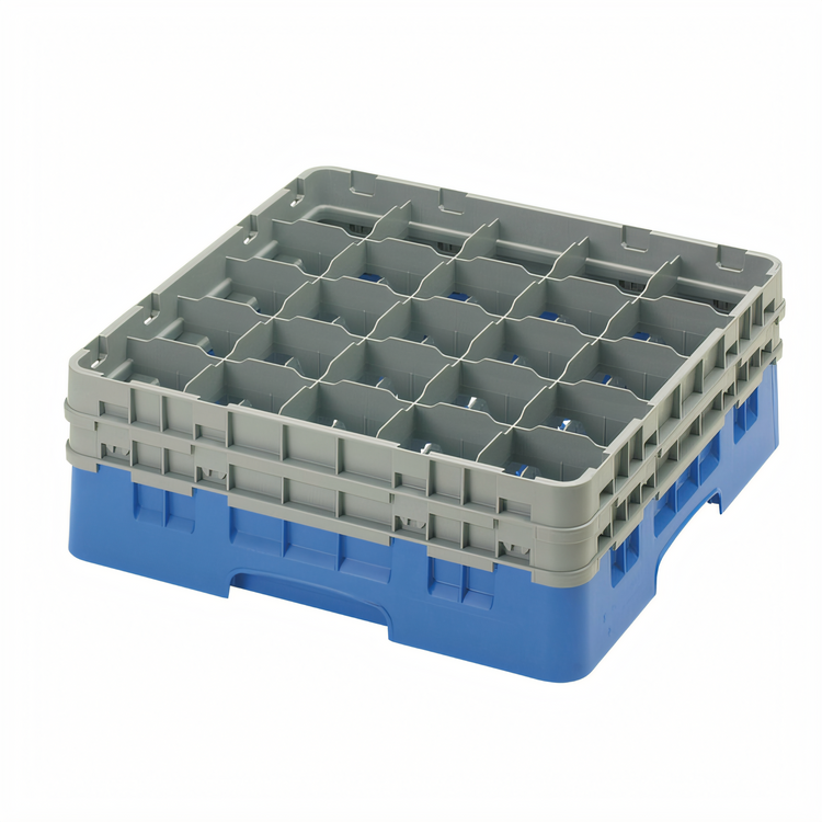 Product image #2 for Camrack® Full-Size Low Profile 25-Compartment Blue Glass Rack with 2 Soft Gray Extenders