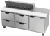 Thumbnail image #1 for Beverage-Air 72-Inch Three-Section Sandwich Prep Table Refrigerator with 12-Pan Top, 4 Drawers, and 1 Door
