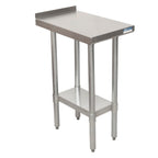 Thumbnail image #1 for BK Resources SFTS-1530 Stainless Steel Filler Table, 15 x 30 x 36-1/4 in, 18-Gauge 430 Top, 1-1/2 in Riser, Adjustable Undershelf