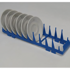 Thumbnail image #1 for Eurodib USA Lamber CC00049 Dishwasher Saucer Rack, 10 Sections, Plastic, Blue, 14-1/4" x 3-3/4" x 3-1/4"H