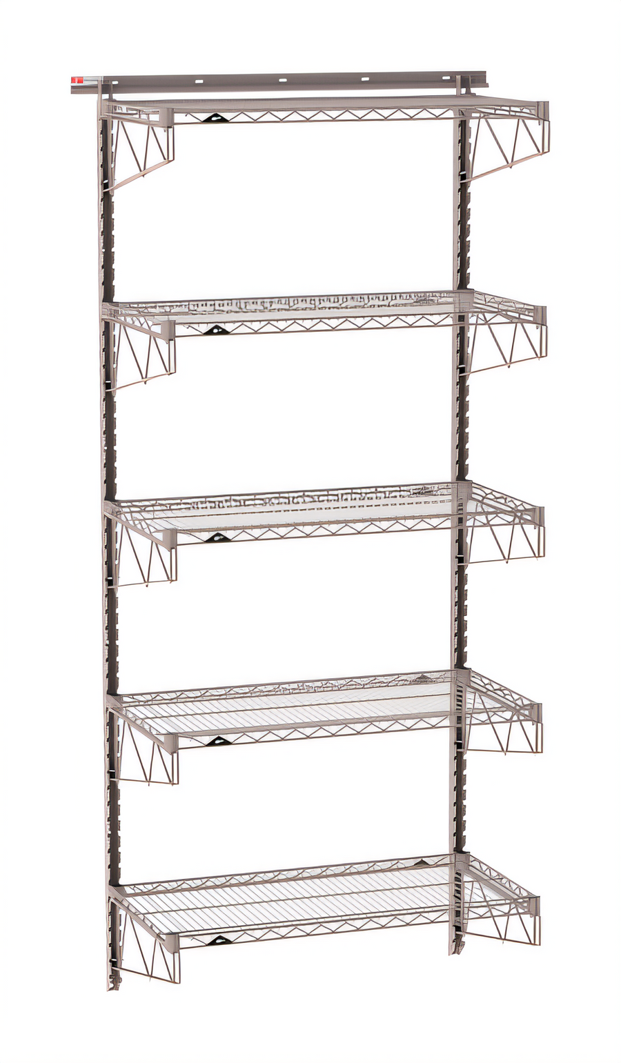 Product image #1 for Metro SmartWall Tall Wall-Mounted Starter Shelving Kit, 5 Wire Shelves, Metroseal Gray