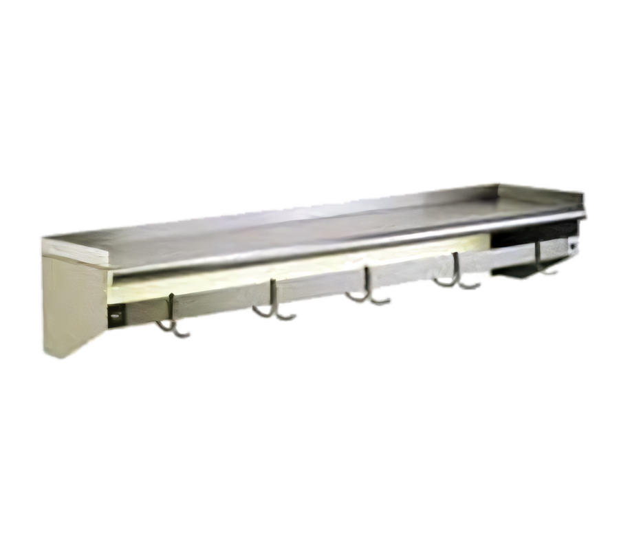 Product image #1 for Eagle Group 36-Inch x 15-Inch Wall-Mounted Stainless Steel Pot Rack Wall Shelf with 3 Hooks