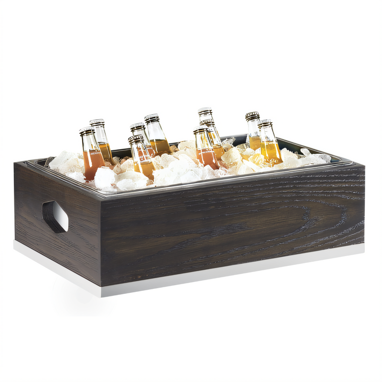 Product image #1 for Cal-Mil Cinderwood Rectangular Oak Wood Ice Housing with Clear Polycarbonate Pan and Condensation Liner