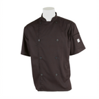 Thumbnail image #1 for Mercer Culinary Genesis M61012BK5X Unisex/Men's 5X Black Short Sleeve Poly/Cotton Twill Chef Jacket Case of 12