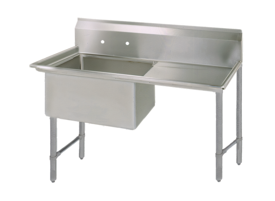 Product image #1 for BK Resources One-Compartment Stainless Steel Sink with 24-Inch Right Drainboard, 24 x 24 x 14 Bowl