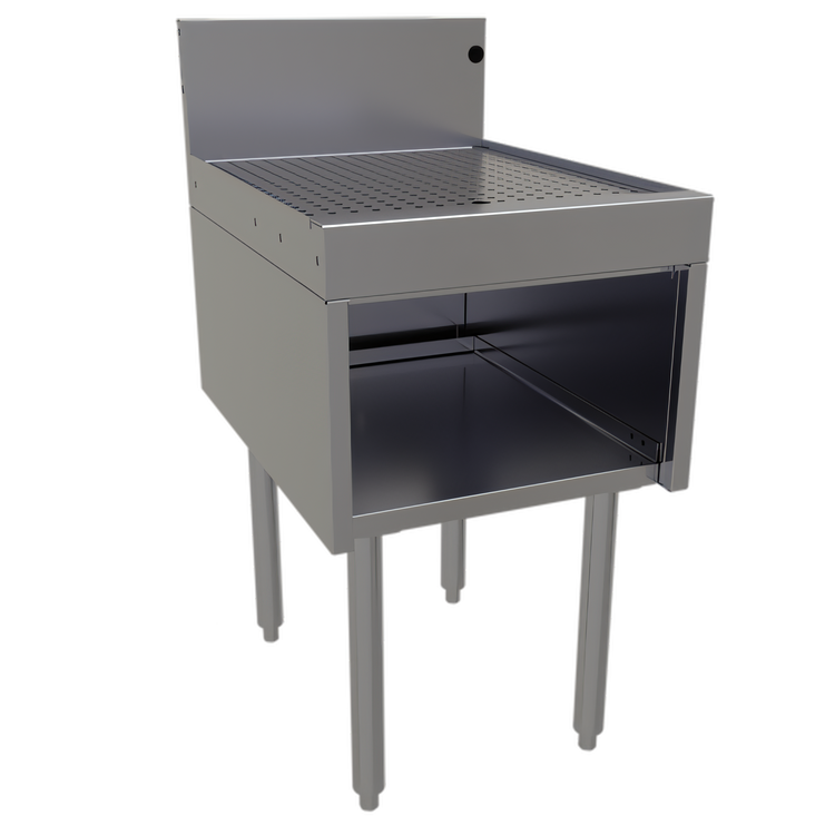 Product image #1 for Glastender DBHB-18-LD Underbar Drainboard Half Cabinet, Open Front, 18 x 24 Inches, Stainless Steel