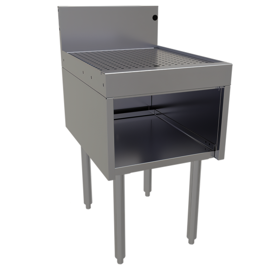 Product image #1 for Glastender DBHB-18-LD Underbar Drainboard Half Cabinet, Open Front, 18 x 24 Inches, Stainless Steel