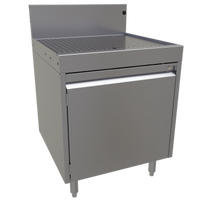 Glastender Underbar Drainboard Cabinet Base with Hinged Door, 24 Inch W x 24 Inch D, Stainless Steel