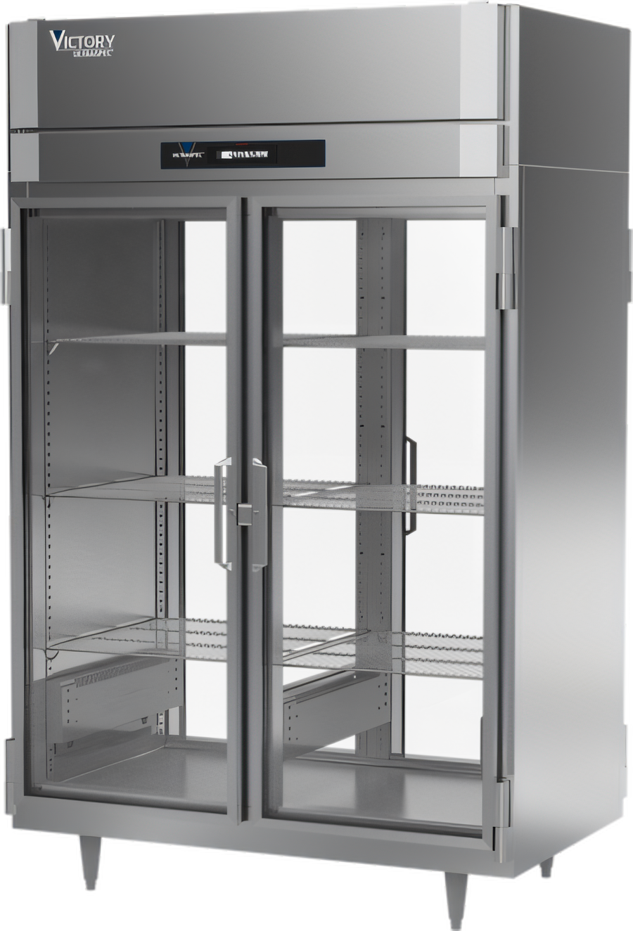 Product image #1 for Victory UltraSpec 2-Section Pass-Thru Heated Pizza Holding Cabinet with Glass Doors, 48 Cu. Ft.