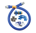 Thumbnail image #1 for Dormont Blue Hose 3/4-Inch ID x 48-Inch Moveable Gas Connector Kit with Safety Quik Quick-Disconnect Valve, Restraining Cable, and Safety-Set Wheel Placement System