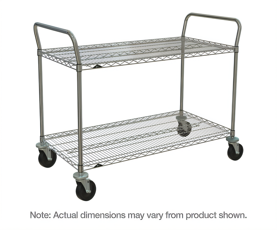 Product image #1 for Metro Super Erecta SP Heavy Duty 2-Shelf Wire Utility Cart, 36 x 24 x 39 Inches, Brite Zinc Finish